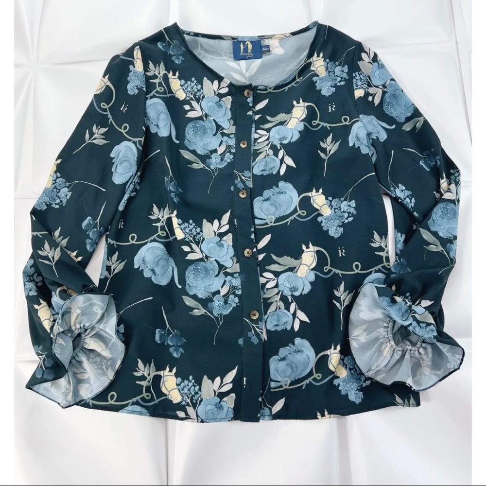 Ronner Women’s Black Jardin Floral Equestrian Blouse
